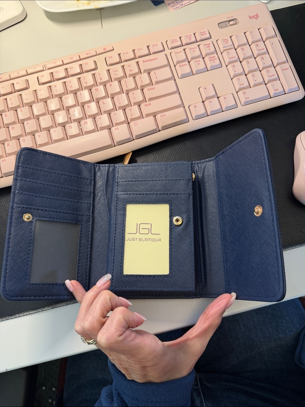 Glamour Navy Trifold Card Holder Wallet